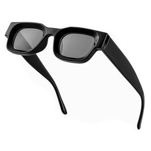 Luxury Thick Retro Small Square Frame Trendy Hip Hop Men Women Black Sunglasses